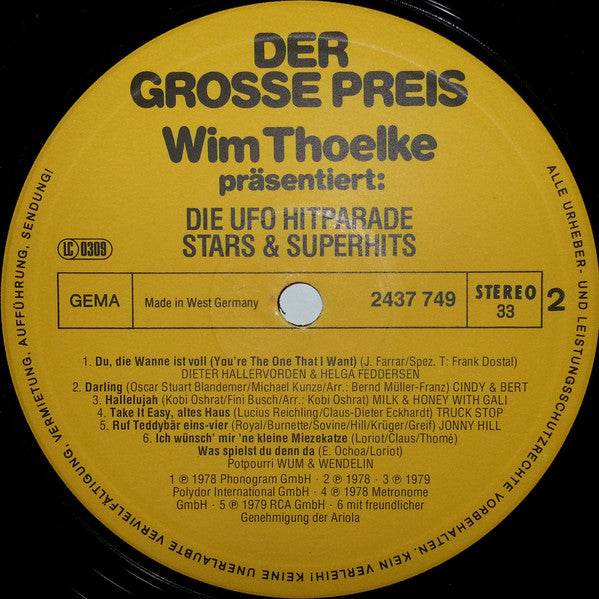Various : Der Grosse Preis - Wim Thoelke Präsentiert: Die UFO Hit-Parade (Stars & Superhits) (LP, Comp, P/Mixed)