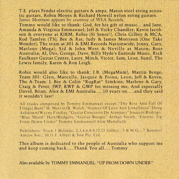 Tommy Emmanuel : Dare To Be Different (CD, Album)