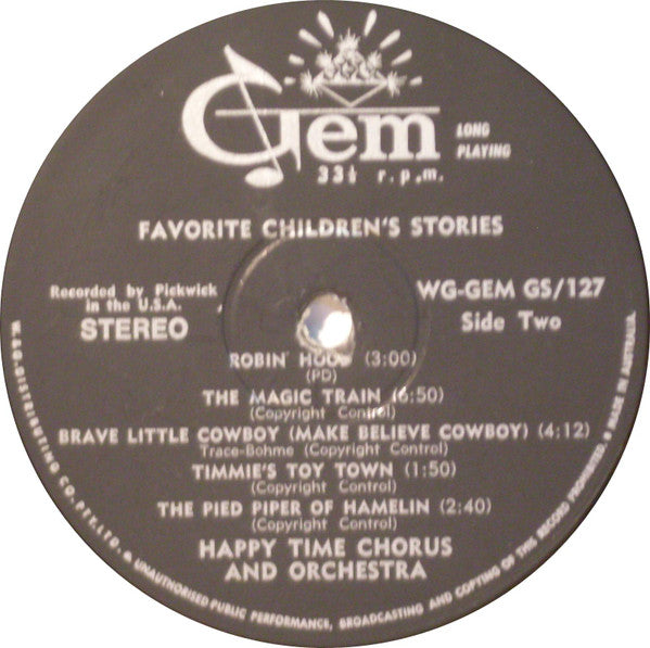 Happy Time Chorus & Orchestra : 4 Children's Stories & Other Children's Favorites (LP)