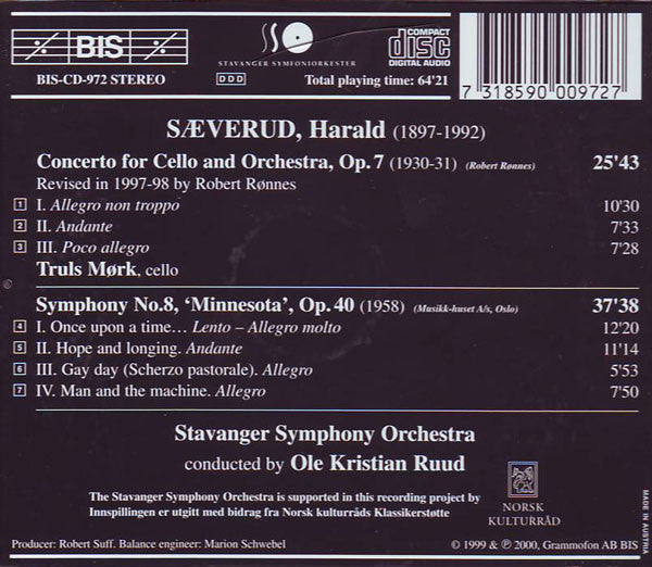 Harald Sæverud, Truls Mørk, Ole Kristian Ruud, Stavanger Symphony Orchestra* : Cello Concerto • Symphony No. 8, "Minnesota" (CD, Album)