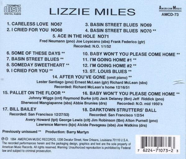 Lizzie Miles : Lizzie Miles (CD, Comp)