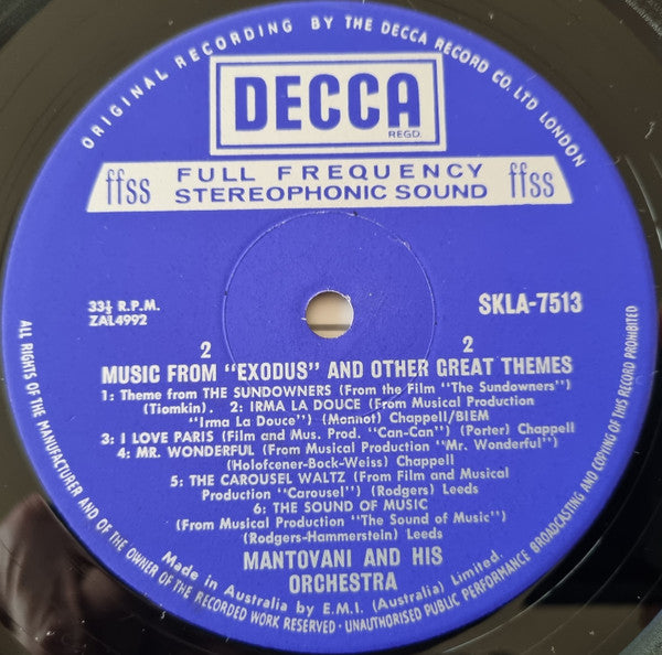 Mantovani : Plays Music From Exodus And Other Great Themes (LP)