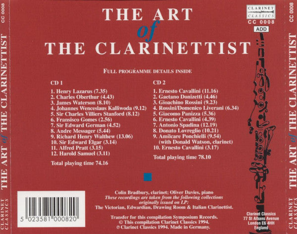 Colin Bradbury, Oliver Davies (4) : The Art Of The Clarinettist (2xCD, Comp)