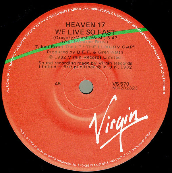 Heaven 17 : Temptation (7", Single)