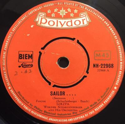 Lolita (3) With Orchester Werner Scharfenberger : Sailor.... (7", Single)