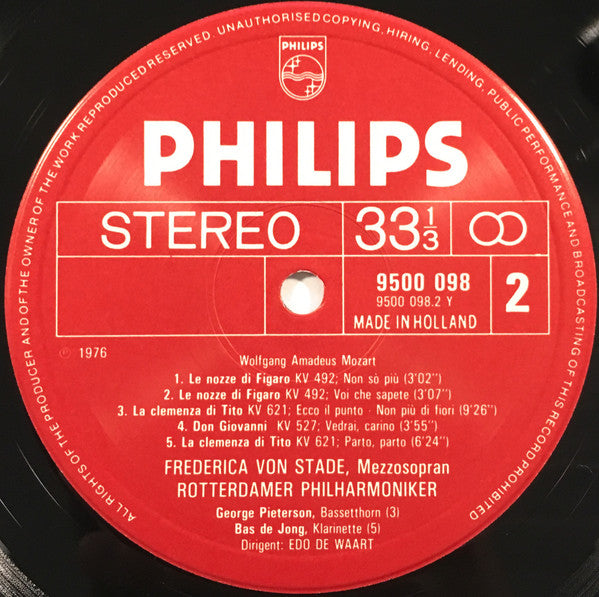 Mozart*, Rossini*, Frederica von Stade, Rotterdam Philharmonic Orchestra*, Edo De Waart : Sings Arien von Mozart U. Rossini (LP)