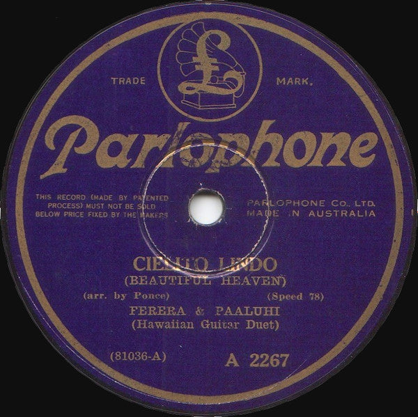 Ferera & Paaluhi* : O' Sole Mio / Cielito Lindo (Shellac, 10")