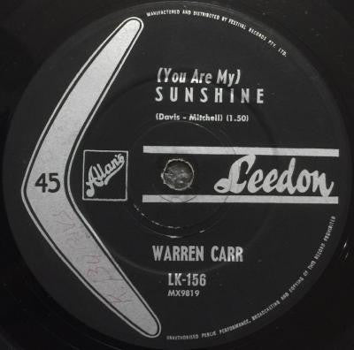 Warren Carr (2) : (You Are My) Sunshine / Middle 8 (7", Single)