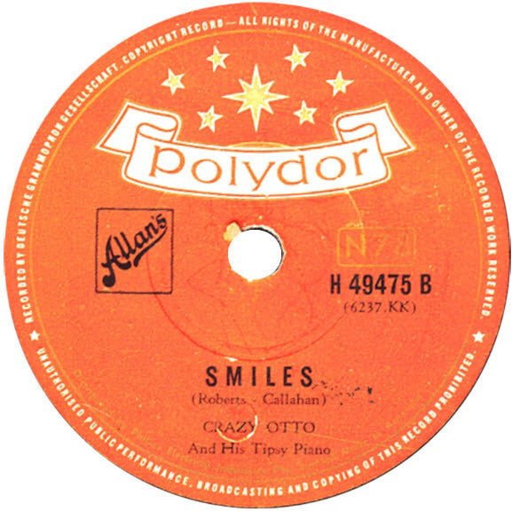 Crazy Otto And His Tipsy Piano* : Glad Rag Doll / Smiles (Shellac, 10")