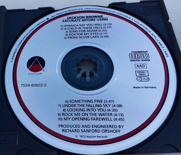 Jackson Browne : Saturate Before Using (CD, Album, RE)