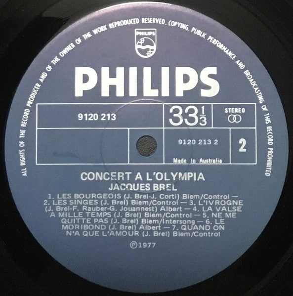 Jacques Brel : Concert À L'Olympia (LP, Album, RE)