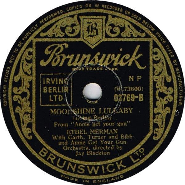 Ethel Merman : Doin' What Comes Natur'lly / Moonshine Lullaby (Shellac, 10")