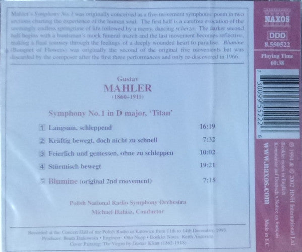 Mahler* / Michael Halász, Polish National Radio Symphony Orchestra : Symphony No. 1 "Titan" (Including Blumine Movement) (CD, RE)