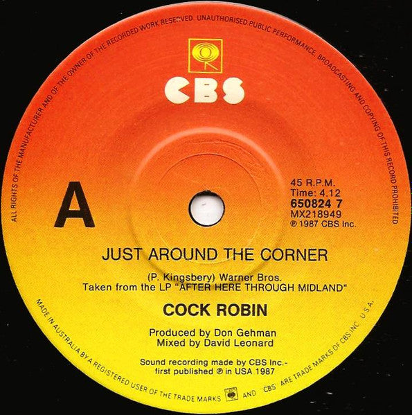 Cock Robin : Just Around The Corner (7", Single)