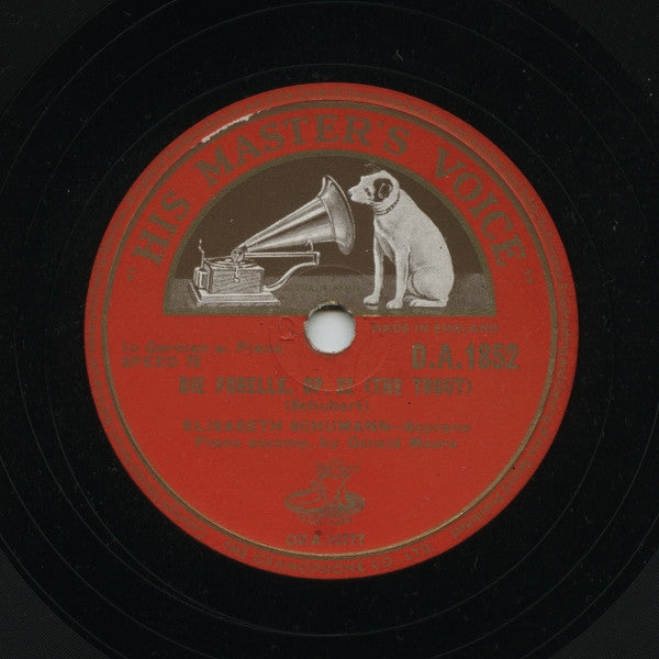 Elisabeth Schumann Piano Accomp. By Gerald Moore : Die Forelle / Vollmond Strahlt Aus Bergeshöhen (Shellac, 10")
