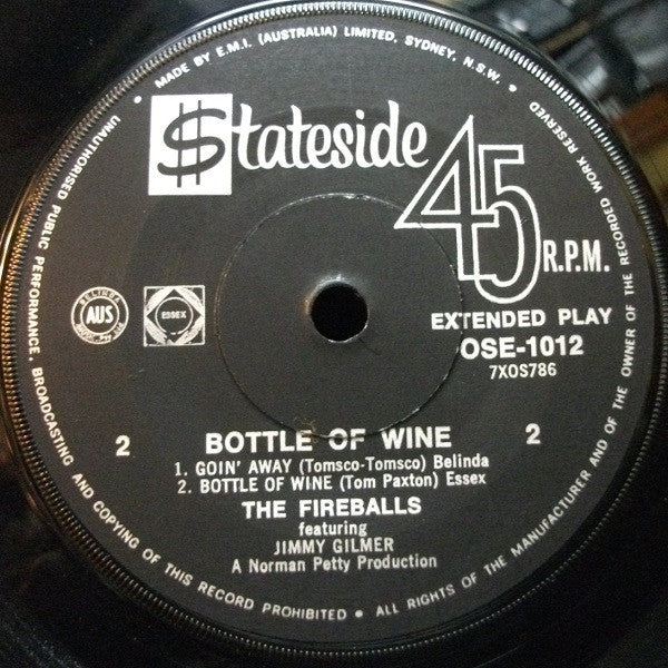 The Fireballs Featuring Jimmy Gilmer : Bottle Of Wine (7", EP)