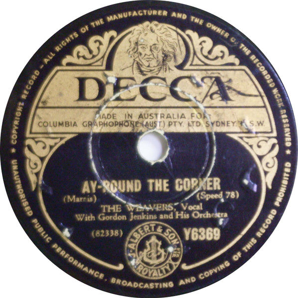 The Weavers With Gordon Jenkins And His Orchestra : The Gandy Dancer's Ball / Ay-Round The Corner (Shellac, 10")