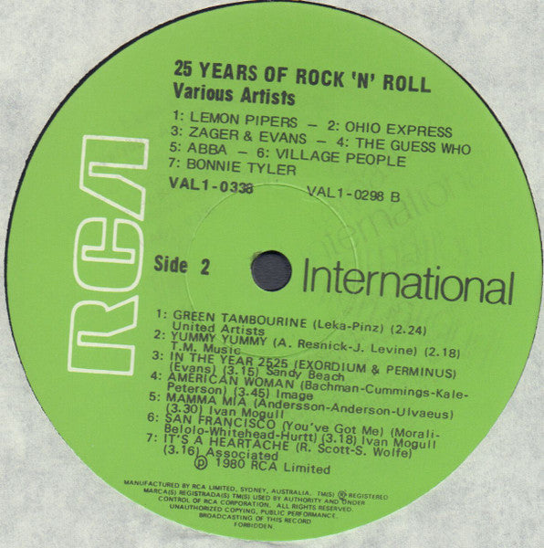 Various : 25 Years Of Rock 'n' Roll (LP, Album, Comp)