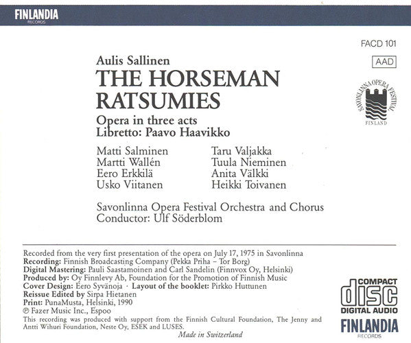 Aulis Sallinen, The Savonlinna Opera Festival Choir* And Orchestra*, Ulf Söderblom : The Horseman Ratsumies (2xCD, Album)