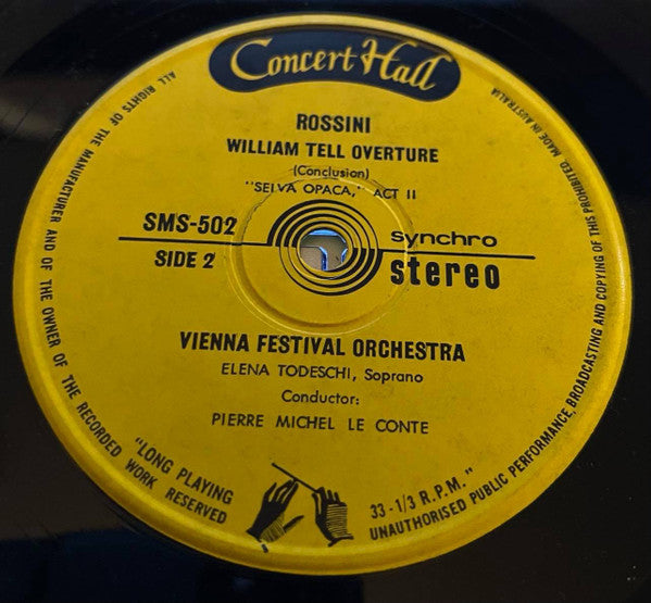 Gioacchino Rossini, Wiener Festspielorchester, Pierre-Michel Le Conte : William Tell: Overture And Aria << Selva Opaca >> (7")