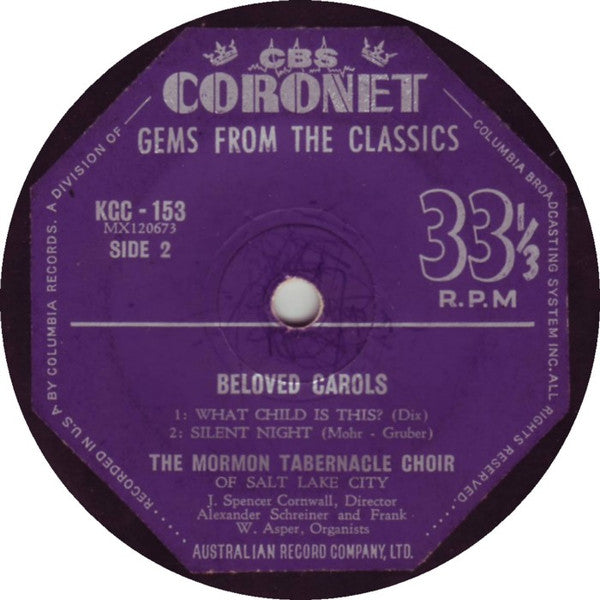 Mormon Tabernacle Choir : Beloved Carols (7")