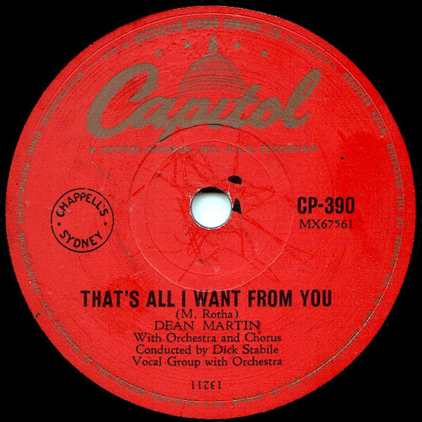 Dean Martin : The Naughty Lady Of Shady Lane / That's All I Want From You (Shellac, 10")