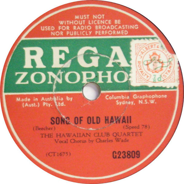The Hawaiian Club : Oh Sweetheart Bay / Song Of Old Hawaii (Shellac, 10", RP)