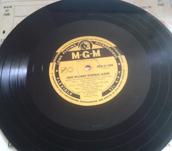 Hank Williams With His Drifting Cowboys : Hank Williams Memorial Album (10", Album)