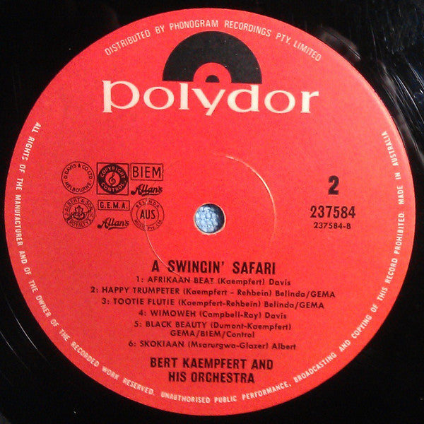 Bert Kaempfert & His Orchestra : A Swingin' Safari (LP, Album)