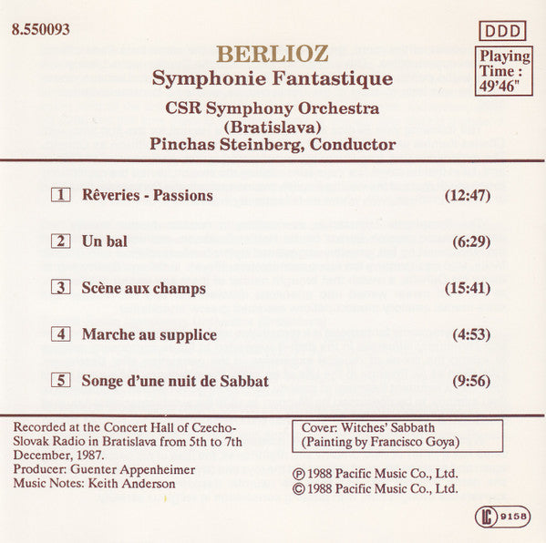 Berlioz*, CSR Symphony Orchestra (Bratislava)*, Pinchas Steinberg : Symphonie Fantastique (CD, Album, RE)