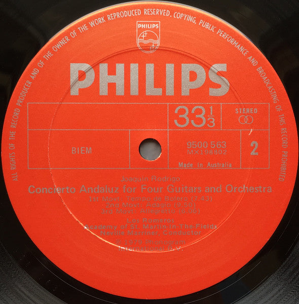 Rodrigo*, Pepe Romero, Los Romeros*, Academy Of St. Martin·in·the·Fields*, Neville Marriner* : Concierto De Aranjuez & Concierto Andalou (LP)