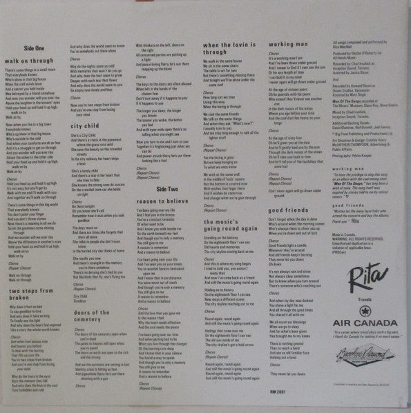 Rita MacNeil : Reason To Believe (LP, Album)