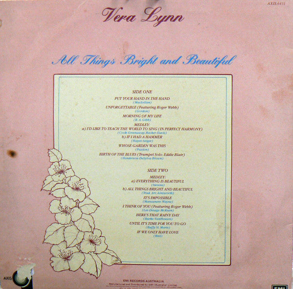 Vera Lynn : All Things Bright And Beautiful (LP, Album, RE)