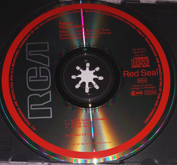 Puccini* - Nilsson*, Tebaldi*, Bjoerling*, Tozzi*, Rome Opera House Orchestra* And Chorus*, Erich Leinsdorf : Turandot (2xCD, RE, RM)