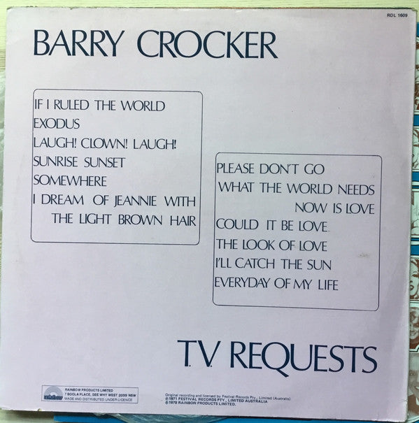Barry Crocker : T.V. Requests (LP, Comp)