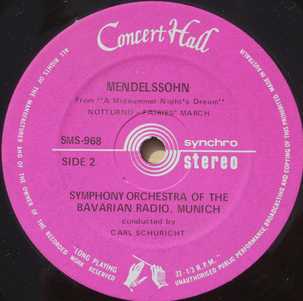 Orchestra Of The Bavarian Radio Munich*, Carl Schuricht - Mendelssohn* : A Midsummernight's Dream (7")
