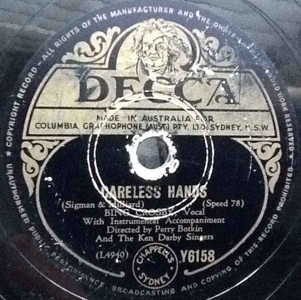 Bing Crosby : A Fella With An Umbrella / Careless Hands (Shellac, 10")