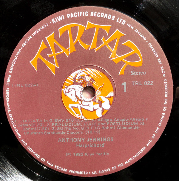 Anthony Jennings (2), Johann Sebastian Bach, Georg Böhm, Louis Couperin, Jacques Duphly : Anthony Jennings Harpsichord (LP)