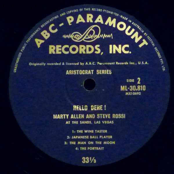 Marty Allen And Steve Rossi (3) : Hello Dere! (LP, Album, Mono)