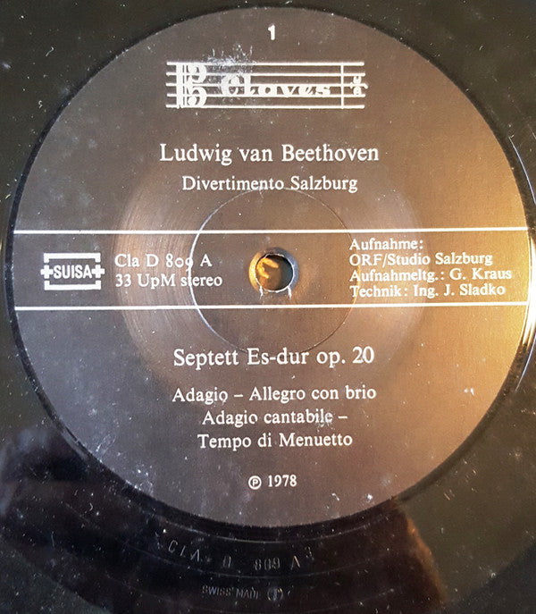 Ludwig van Beethoven, Divertimento Salzburg : Septett In Es-Dur Op. 20 (LP, Gat)