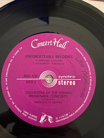 Wiener Promenadenorchester : Unforgettable Melodies (7", Syn)