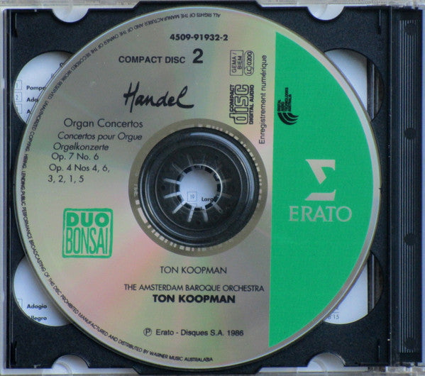 Handel*, Ton Koopman : Organ Concertos Op.7 Nos.1-5 / Organ Concertos Op.7 No.6 & Op.4 Nos.1-6 (2xCD, RE)