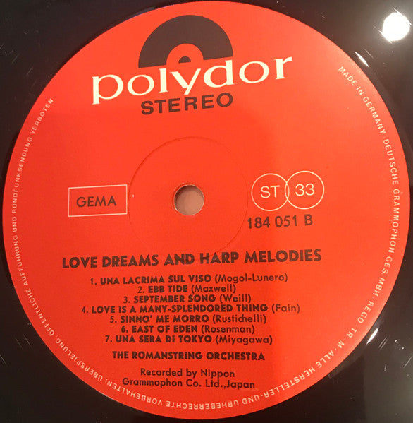 The Romanstring Orchestra : Love Dreams And Harp Melodies (LP)