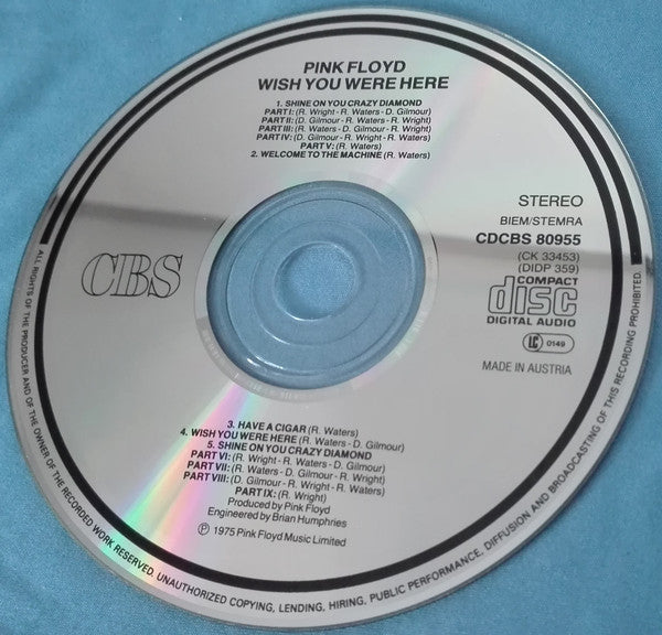 Pink Floyd : Wish You Were Here (CD, Album, RE)