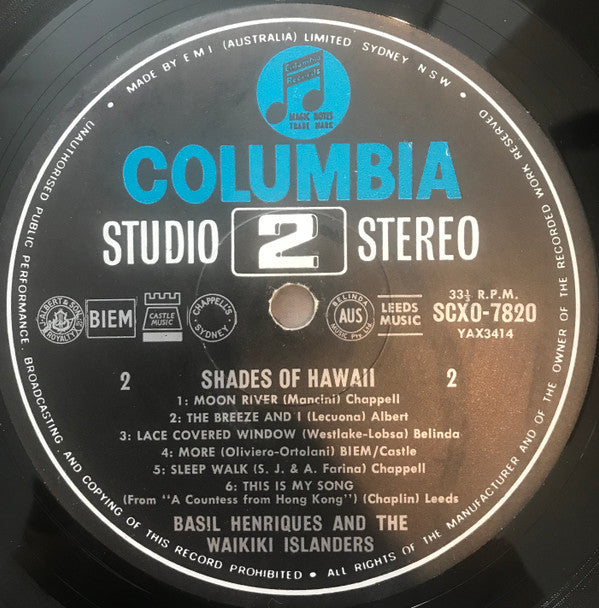 Basil Henriques And The Waikiki Islanders : Shades Of Hawaii (LP, Album)