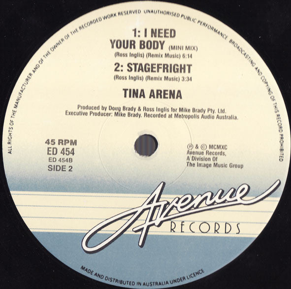 Tina Arena : I Need Your Body (12")
