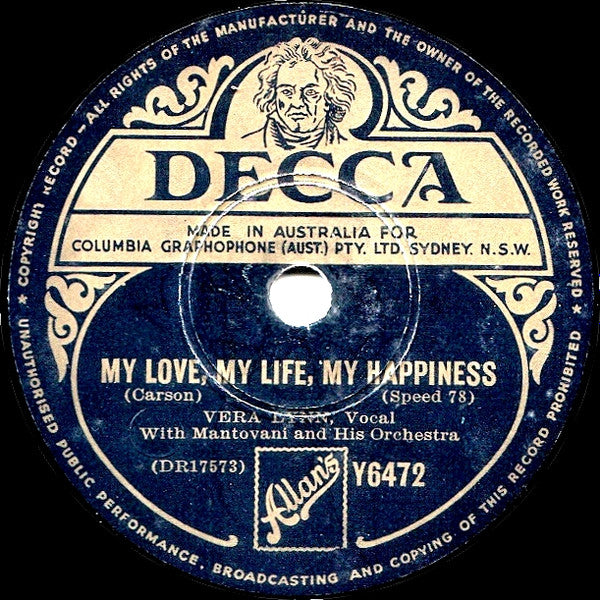 Vera Lynn With Her Own Orchestra : Waiting For You / My Love, My Life, My Happiness (Shellac, 10")