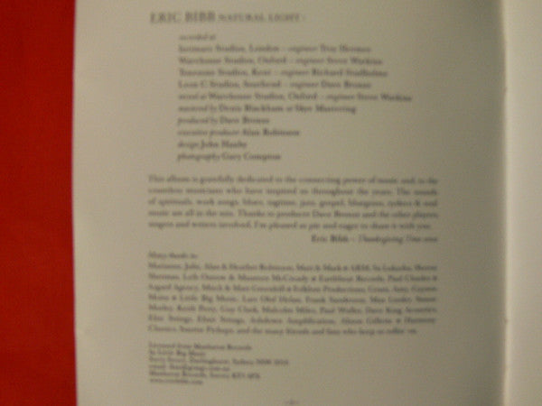 Eric Bibb : Natural Light (CD, Album)