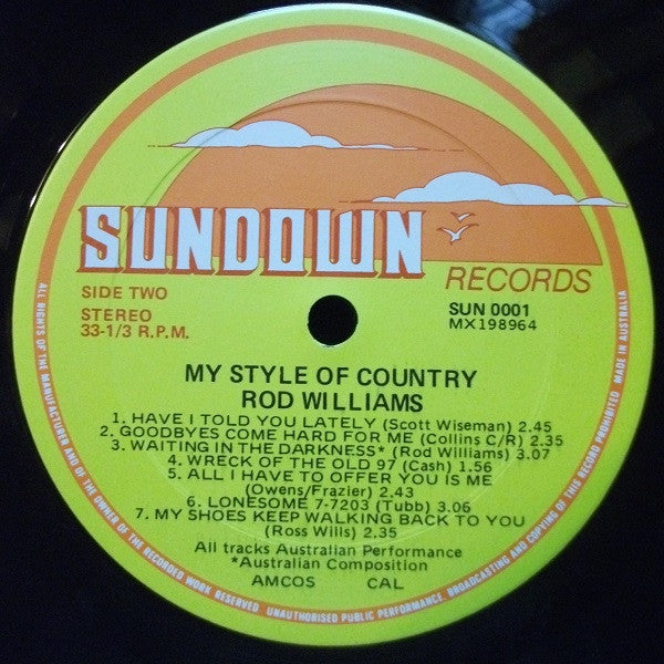 Rod Williams (5) : My Style Of Country (LP, Album)