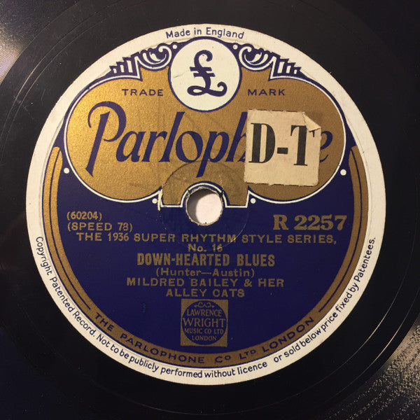 Mildred Bailey & Her Alley Cats* : Squeeze Me / Down-Hearted Blues (Shellac, 10")